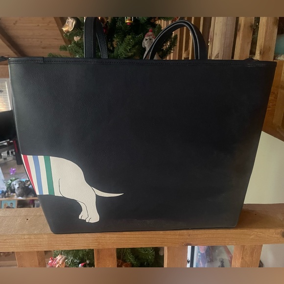 Talbots Striped Dachshund Print Tote Purse NEW - Picture 6 of 7